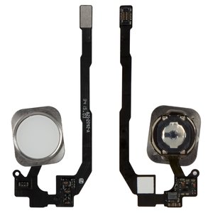 Шлейф для iPhone 5S, iPhone SE, кнопки Home, білий, з пластиком