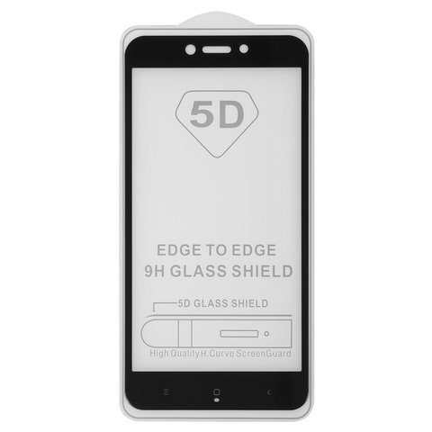 Захисне скло All Spares для Xiaomi Redmi 5A, 0,26 мм 9H, 5D Full Glue, чорний, шар клею нанесений по всій поверхні, MCG3B, MCI3B
