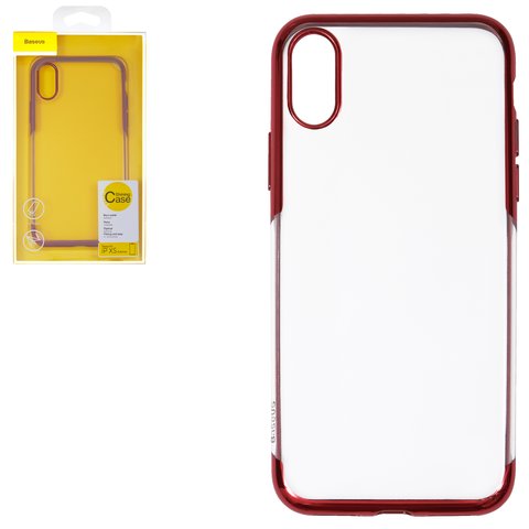 Чехол Baseus для iPhone XS, красный, прозрачный, силикон, #ARAPIPH58 MD09