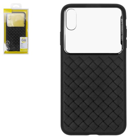 Чехол Baseus для iPhone XS Max, черный, плетёный, стекло, пластик, #WIAPIPH65 BL01