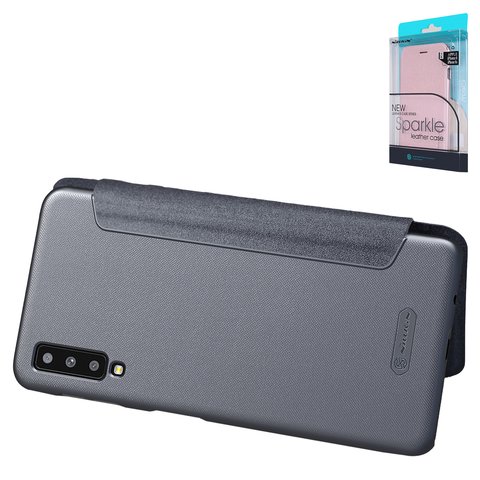Чохол Nillkin Sparkle laser case для Samsung A750 Galaxy A7 2018 , чорний, книжка, пластик, PU шкіра, #6902048169449