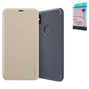 Чохол Nillkin Sparkle laser case для iPhone XS Max, чорний, книжка, з отвором під логотип, пластик, PU шкіра, #6902048164741