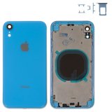 Корпус для iPhone XR, синій, з тримачем SIM-карти, з боковими кнопками