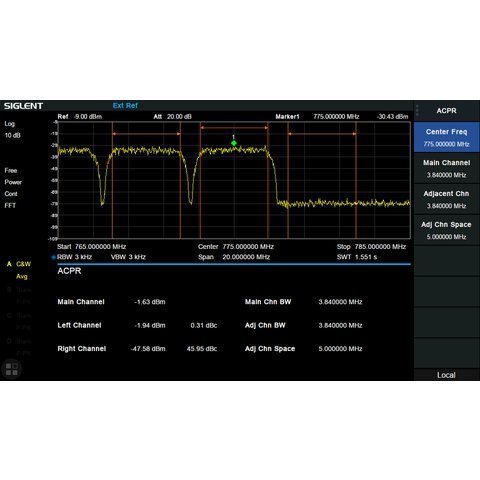 Программное расширение для измерения ACPR, OBW, CP, TDP SIGLENT SSA3000XR AMK