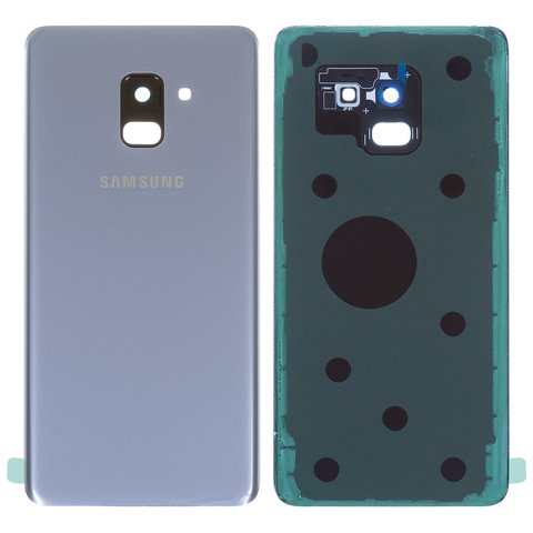 Задня панель корпуса для Samsung A730F Galaxy A8+ 2018 , фіолетова, сіра, із склом камери