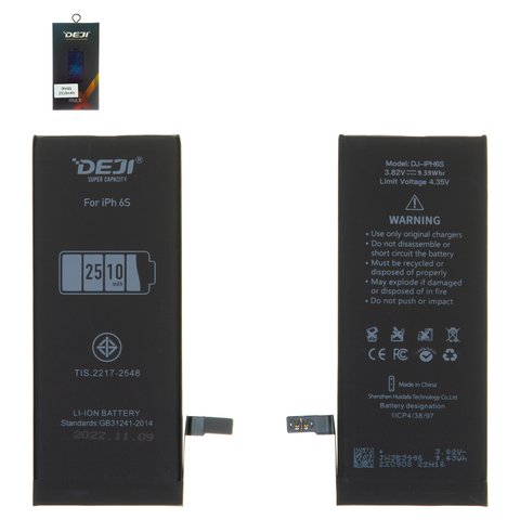 Аккумулятор Deji для Apple iPhone 6S, Li ion, 3,82 B, 2510 мАч, original IC