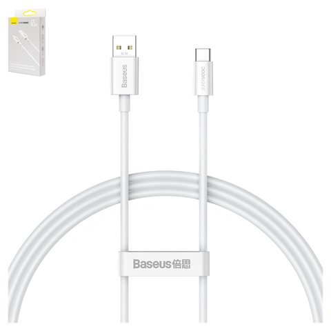 USB кабель Baseus Superior Series SUPERVOOC , USB тип C, USB тип A, 100 см, 65 Вт, белый, #CAYS000902