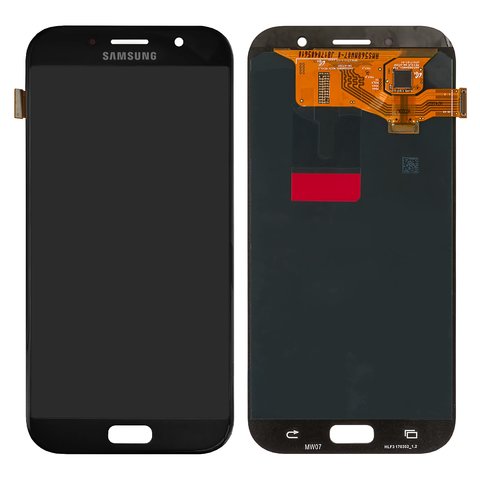 LCD compatible with Samsung A720 Galaxy A7 2017 , black, without frame, original change glass 