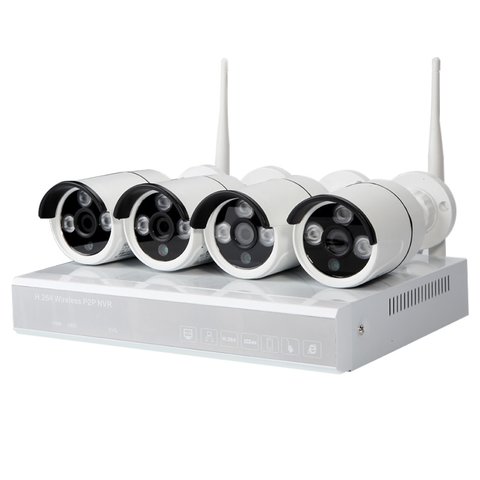 Комплект: сетевой видеорегистратор MIPCK0420 и 4 беспроводных IP камеры наблюдения 720p, 2 МП 