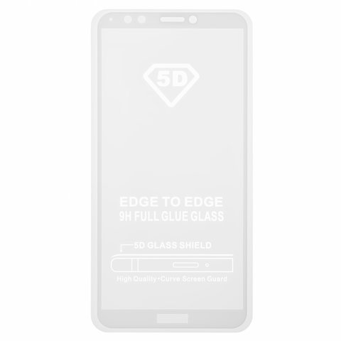 Tempered Glass Screen Protector All Spares compatible with Huawei Honor 7C Pro 5,99", 5D Full Glue, white, the layer of glue is applied to the entire surface of the glass 