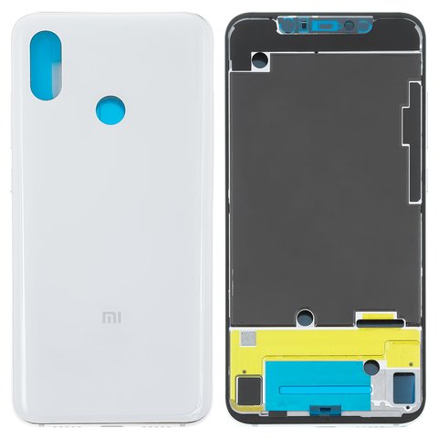 Housing compatible with Xiaomi Mi 8, Original PRC , white, with side button, M1803E1A 