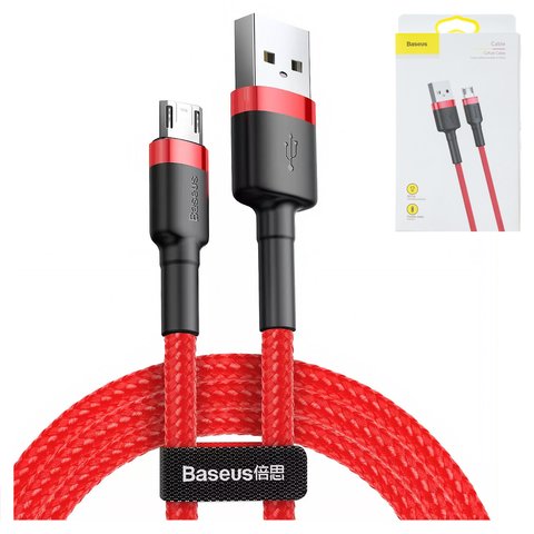 USB кабель Baseus Cafule, USB тип A, micro USB тип B, 100 см, 2,4 А, красный, #CAMKLF B09
