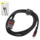 USB кабель Baseus Cafule, USB тип-A, Lightning, 100 см, 2,4 А, черный, красный, #CALKLF-B19