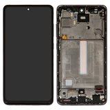 LCD compatible with Samsung A525 Galaxy A52, A526 Galaxy A52 5G, (black, with frame, High Copy, (OLED 6,42"))