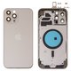 Housing compatible with iPhone 12 Pro Max, (golden, with SIM card holders, with side button, gold)