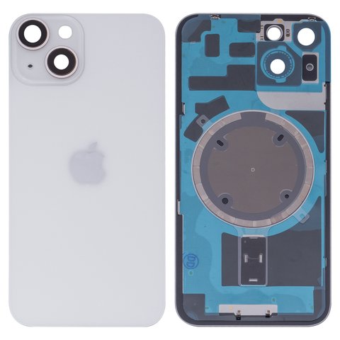 Housing Back Cover compatible with iPhone 14, white, with camera lens, Starlight, small hole 