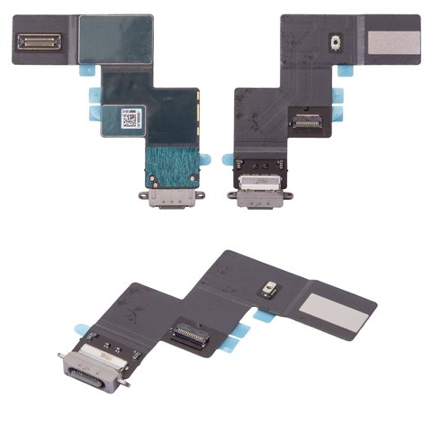 Шлейф для iPad Air 13 2024, iPad Air 13 2025, коннектора зарядки, серый, с компонентами, Original PRC , space gray