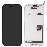 Pantalla LCD puede usarse con iPhone 16 Pro, negro, con marco, HC, sin microchip, (AMOLED), GX OEM soft, 120Hz