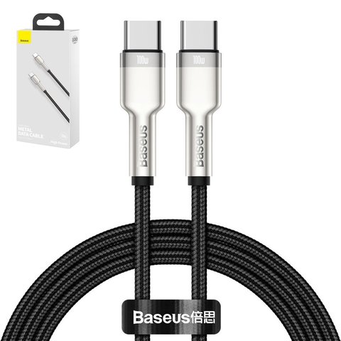 Cable USB Baseus Cafule Series Metal, 2xUSB tipo C, 200 cm, 100 W, negro, con revestimiento de nylon, #CATJK D01