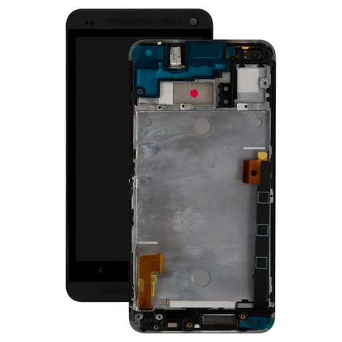 LCD compatible with HTC One M7 Dual Sim 802w , black, with frame 