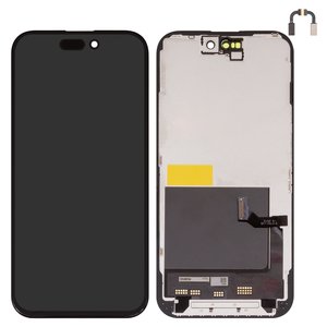 LCD compatible with iPhone 15, black, with frame, AAA, TFT , JK 