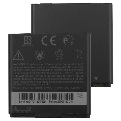Batería BG86100 BG58100 BA S560 puede usarse con HTC EVO 3D, Li ion, 3.7 V, 1520 mAh, Original PRC