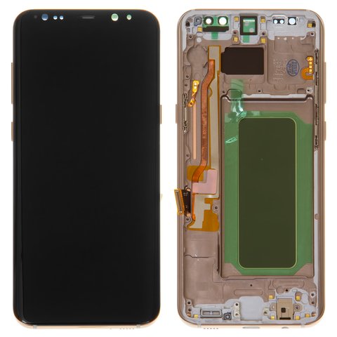 Pantalla LCD puede usarse con Samsung G955 Galaxy S8 Plus, dorado, con marco, High Copy, OLED 