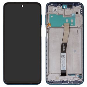 Pantalla LCD puede usarse con Xiaomi Redmi Note 9 Pro, Redmi Note 9S, azul, con borde ancho, con marco, Copy, In Cell