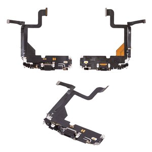 Шлейф для iPhone 13 Pro, конектора зарядки, сірий, з мікрофоном, з компонентами, Original PRC , Lightning