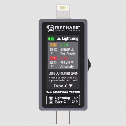 USB тестер Mechanic T 824, USB тип C, Lightning