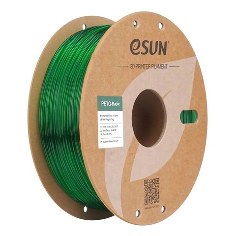 Филамент для 3D принтера eSUN PETG Basic Translucent Green, 1 кг