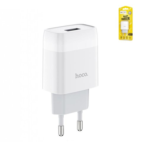 Мережевий зарядний пристрій Hoco C72A, біле, USB тип A, без кабеля, 10,5 Вт, 2,1 А
